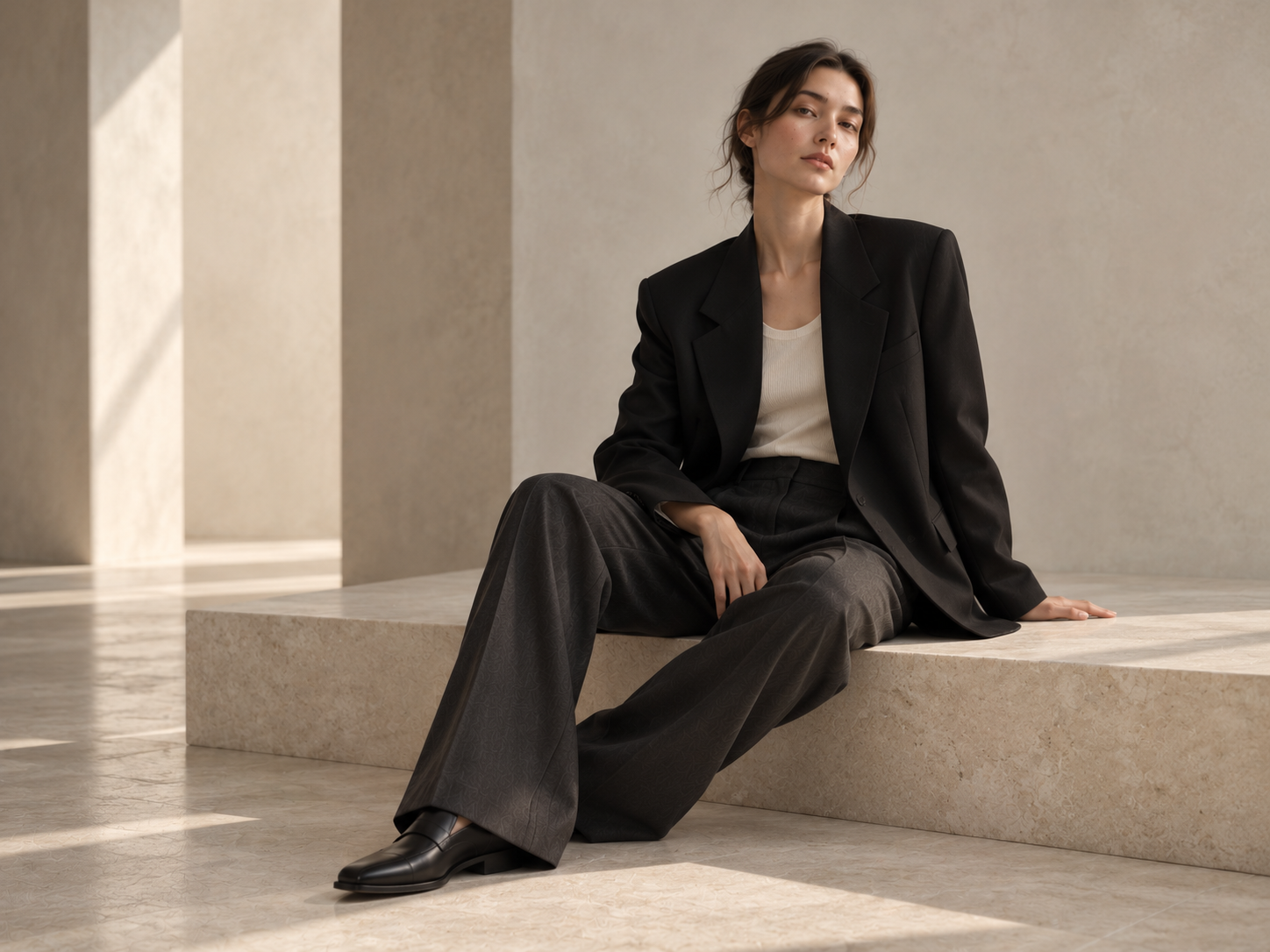 Detail of black contemporary tailoring